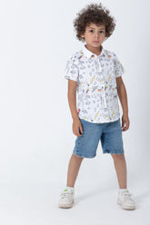 Boys Graphic Doodle Polo Shirt – White